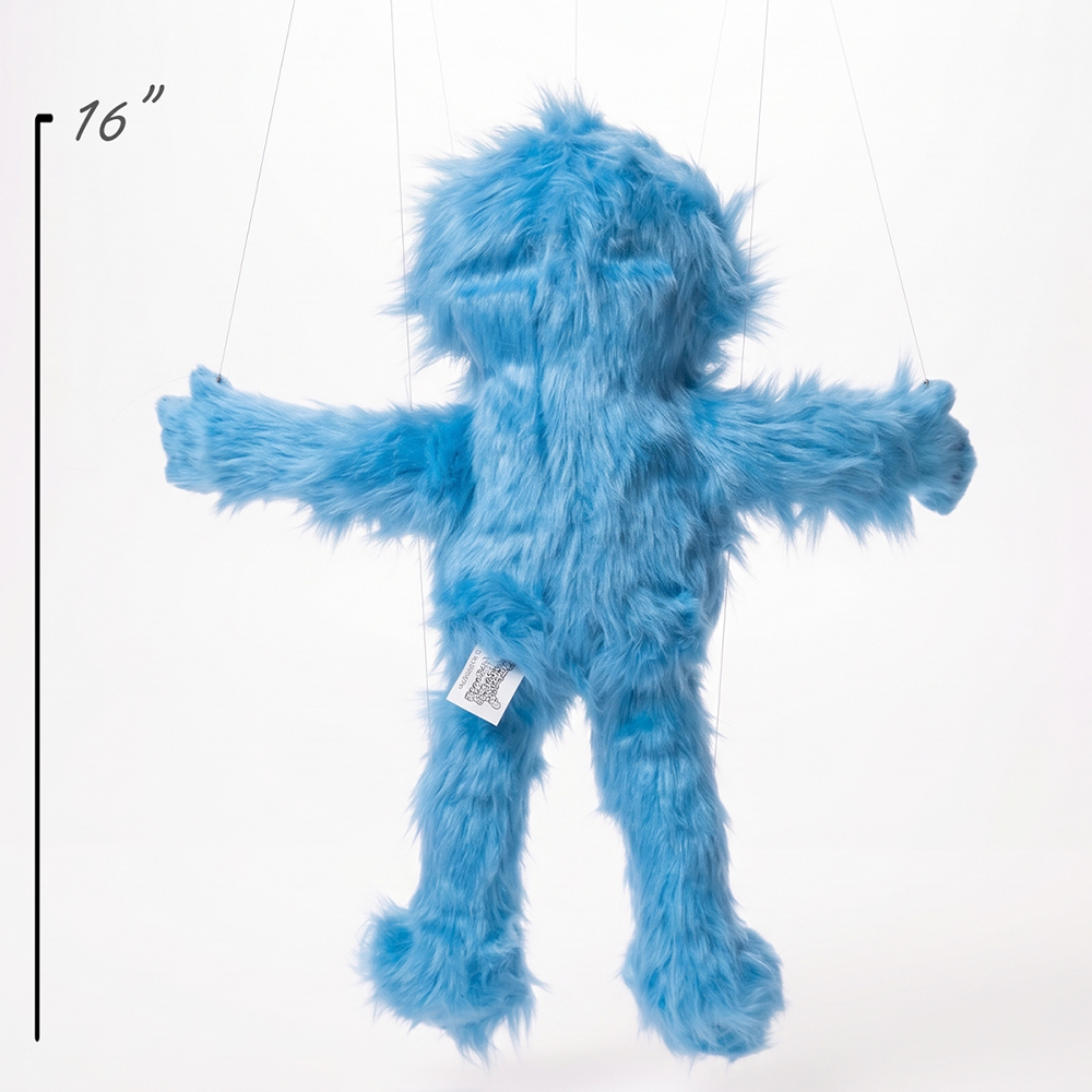 Silly Puppets "Mook" Blue Monster Marionette - 18inch Furry Puppet with Movable Arms and Legs on white background