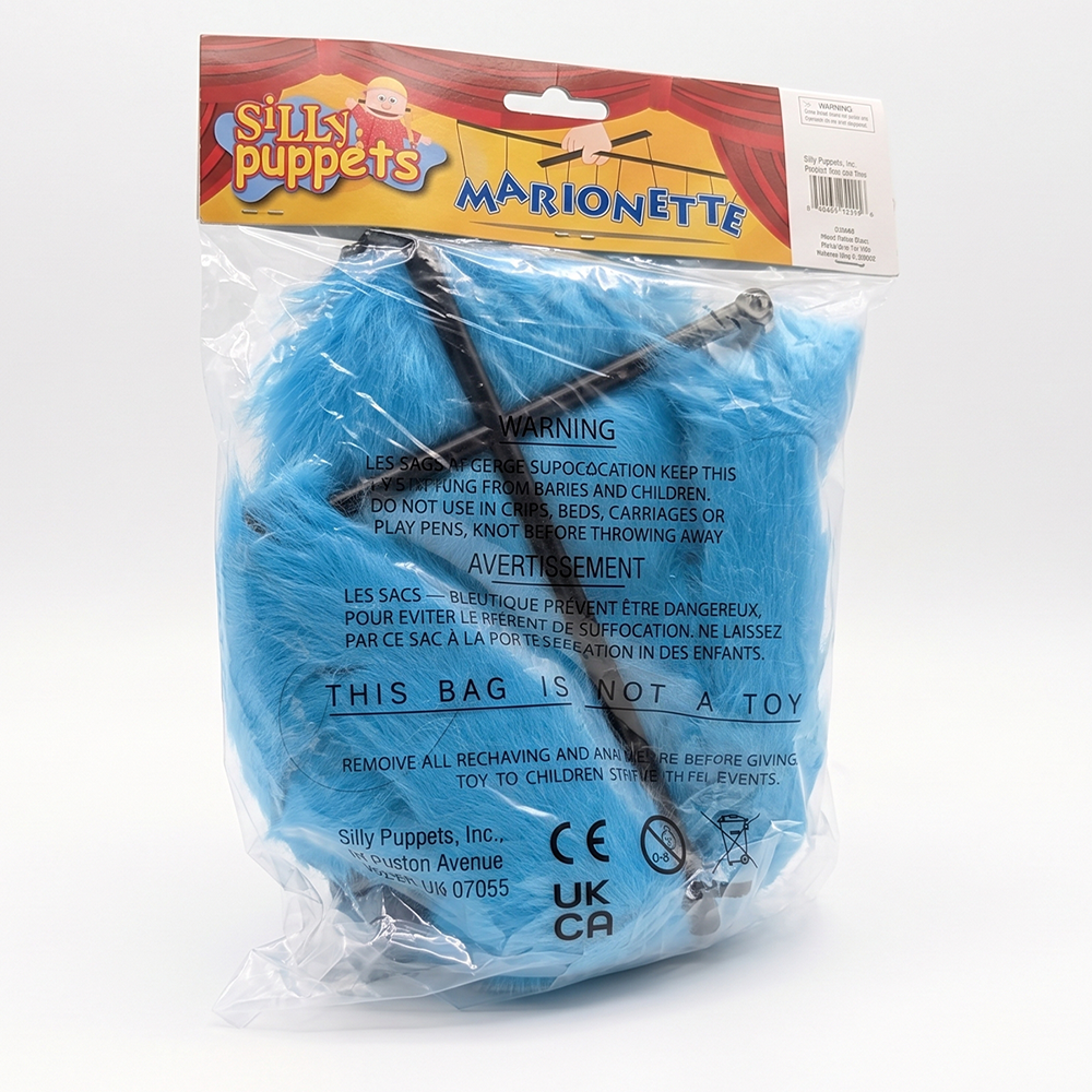 Silly Puppets "Mook" Blue Monster Marionette - 18inch Furry Puppet with Movable Arms and Legs