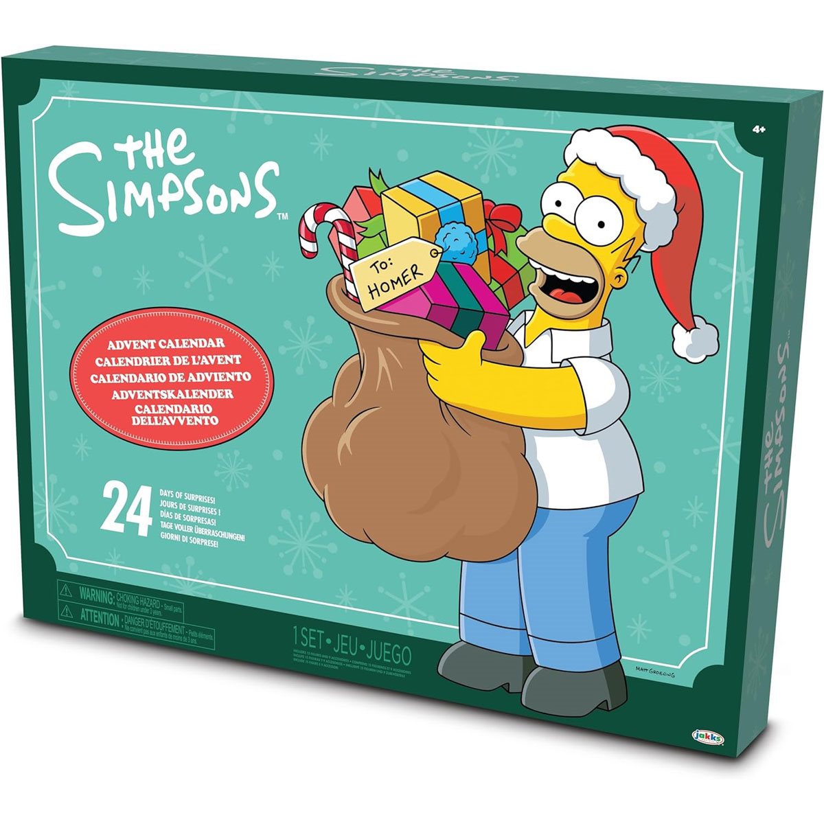 The Simpsons 1.5 Inch Jakks Pacific Advent Calendar 24 Day Countdown Holiday featuring Homer Simpson with gifts