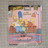 Hot Wheels Pop Culture The Simpsons package with a pink classic car and family artwork