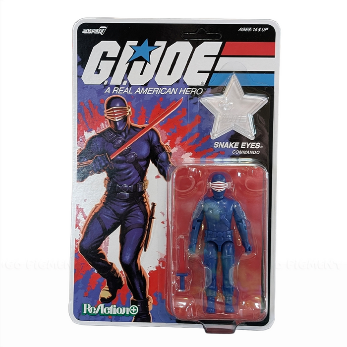 G.I. Joe America's 250th Anniversary Wave 1 4 Pack 3.75" Reaction+ Action Figures by Super7 featuring Snake Eyes commando figure.