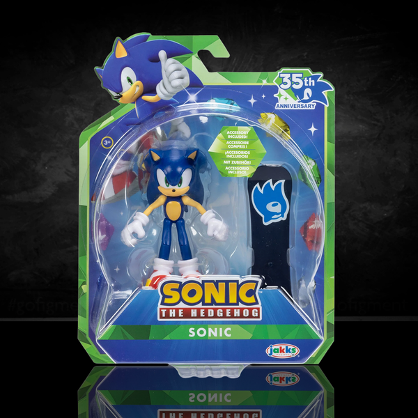 This is an image of Sonic with Snowboard Sonic the Hedehog 35th Anniversary Collectible Figure