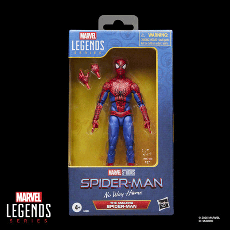 Hasbro Marvel Legends 6-inch Spider-Man figure from No Way Home with interchangeable hands in window box packaging