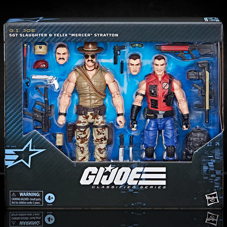 Hasbro GI Joe Classified Series Sgt Slaughter and Felix Mercer Stratton 2-pack action figures with accessories in window box packaging