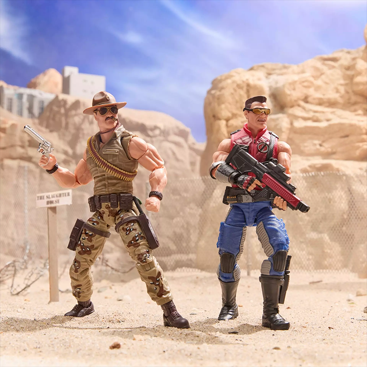 Hasbro G.I. Joe Classified Sgt Slaughter and Felix Mercer action figure 2-pack posed in desert scene