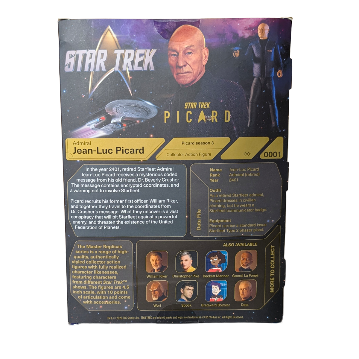Admiral Picard Star Trek Picard Season 3 Action Figure by Master Replicas 4.5" in original packaging