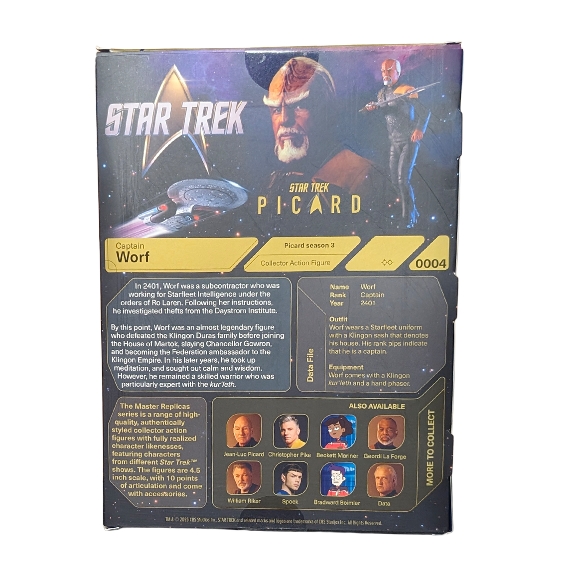Worf Star Trek Picard Season 3 Action Figure by Master Replicas 4.5" boxed collectible packaging