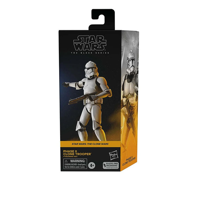 Hasbro Star Wars Black Series Phase II Clone Trooper 6-inch action figure in detailed packaging
