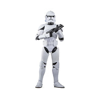 Hasbro Star Wars Black Series Phase II Clone Trooper 6-inch action figure with detailed armor and blasters.