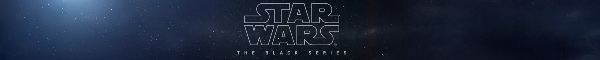 Star Wars logo with "The Black Series" subtitle against a dark starry space background