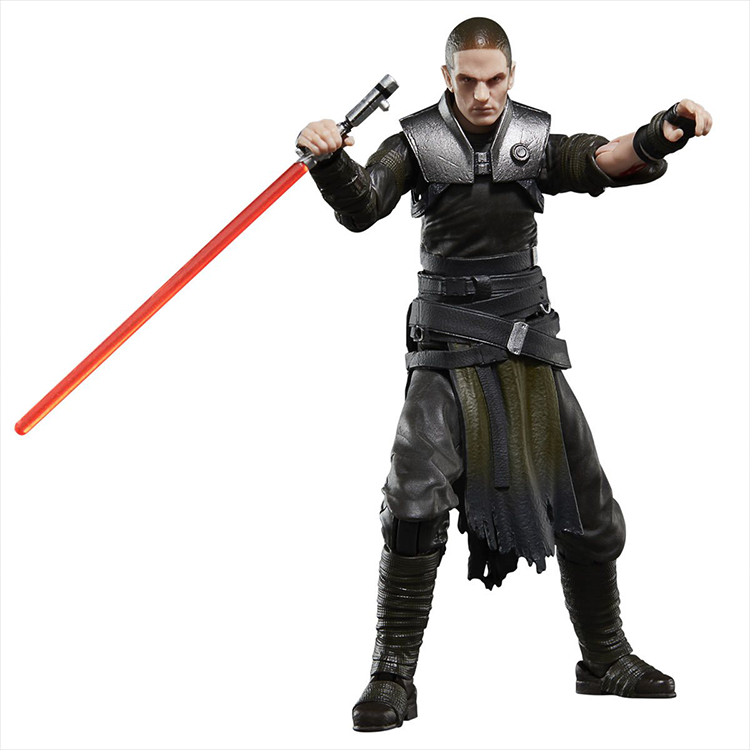 Hasbro Star Wars Black Series 6-inch Starkiller action figure with red lightsaber in battle-ready pose