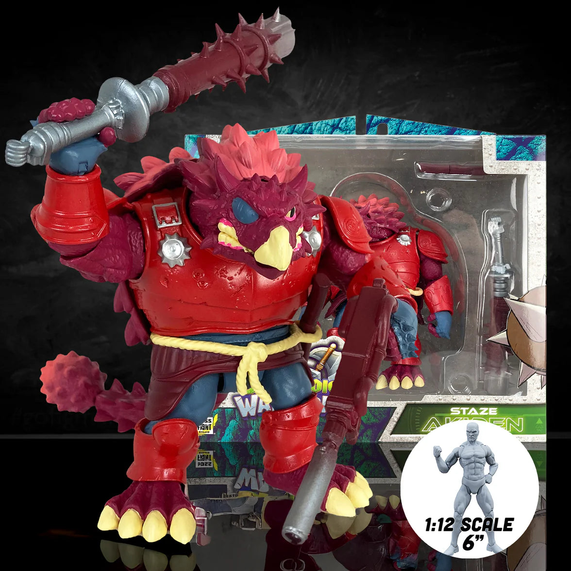 Saurozoic Warriors Dinosaur "Highland Tribe" Action Figure 1:12 Scale 6" BUNDLE of 3 by Boss Fight Studio Llc with weapons and armor
