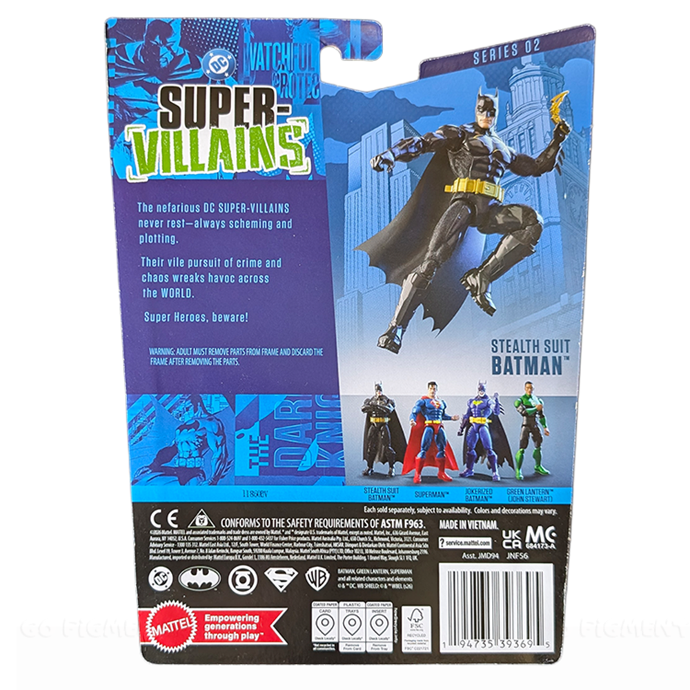 Stealth Suit Batman Action Figure Mattel DC Premiere Wave 2 Core Set New by Go Figment packaging back view