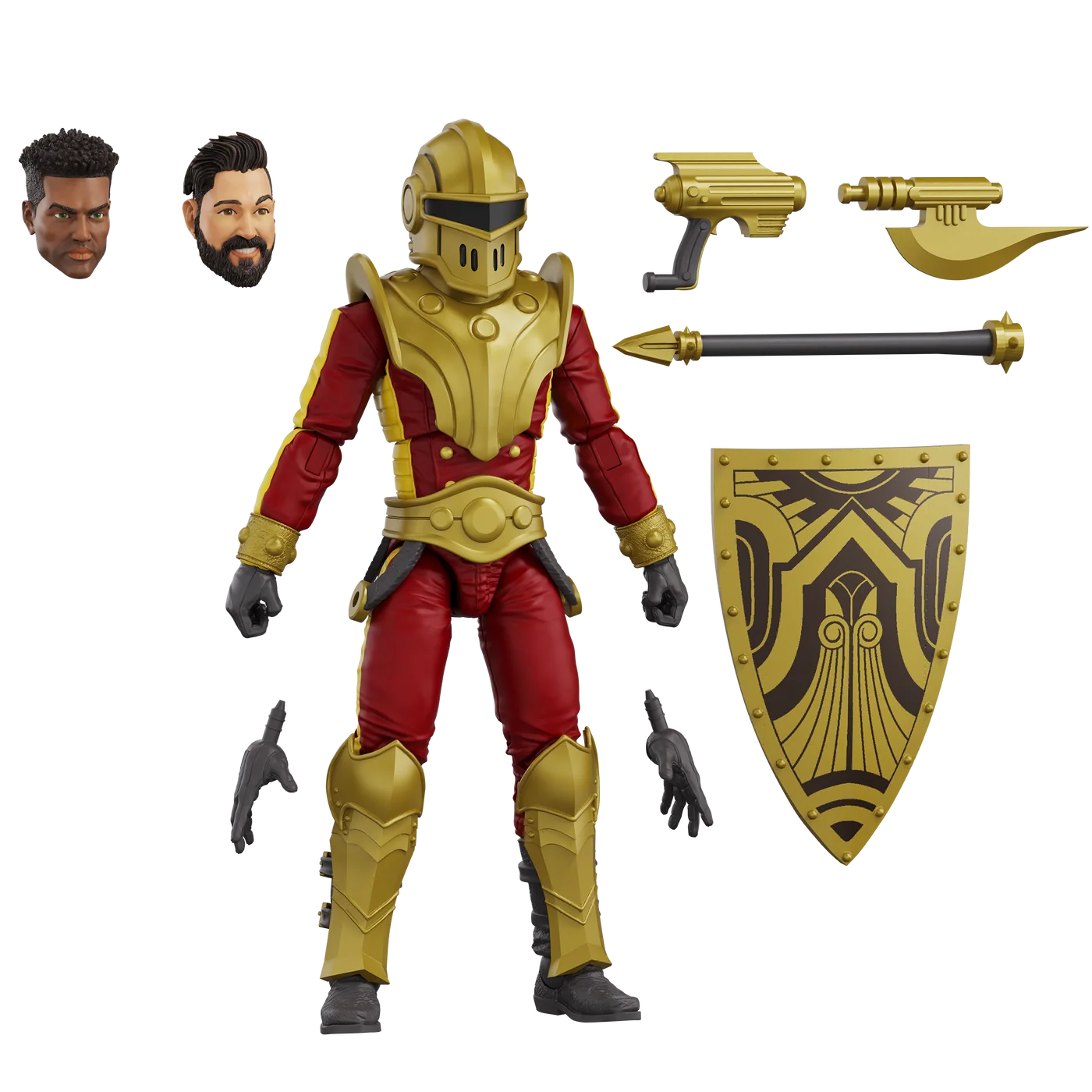 Stellar Guard 4" Boss Fight Studio Action Figure Hero HACKS Articulated with alternate heads, weapons, and shield