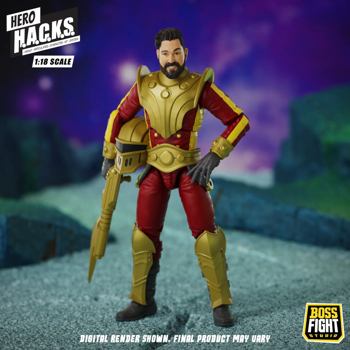 Stellar Guard 4" Boss Fight Studio Action Figure Hero HACKS Articulated in red and gold armor