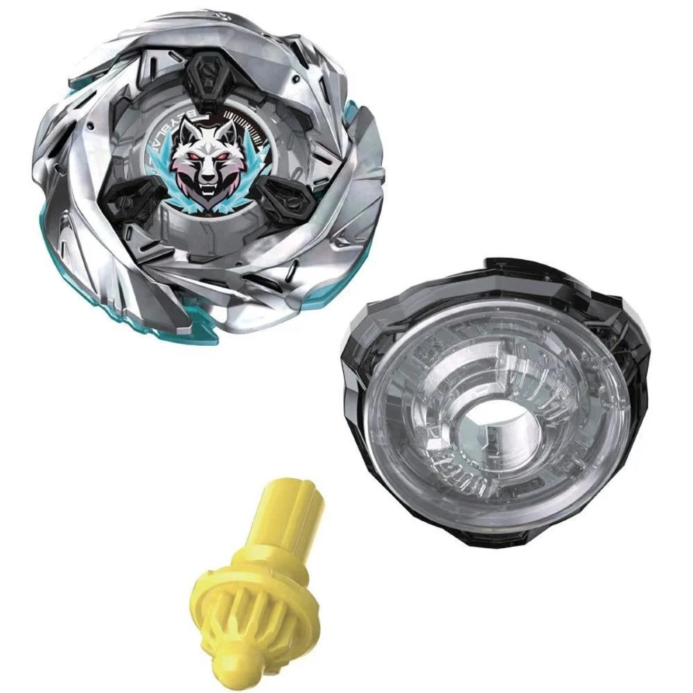 Sterling Wolf Beyblade X Starter Pack Spinning Top Battle Toy new in box with silver design and yellow launcher by Hasbro