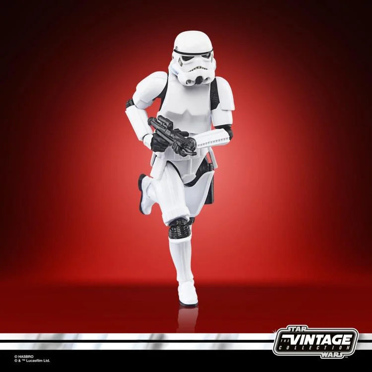 Hasbro Star Wars Vintage Collection Imperial Stormtrooper 3.75 inch action figure in running pose on red background