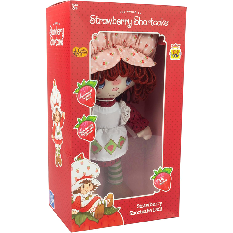 Strawberry Shortcake 14-inch vintage style rag doll in collectible Loyal Subjects packaging with soft plush yarn hair