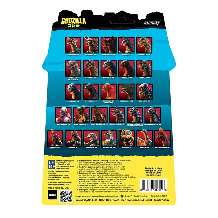 Godzilla 2000 King of the Monsters Super7 Reaction Figures collectible display card back view
