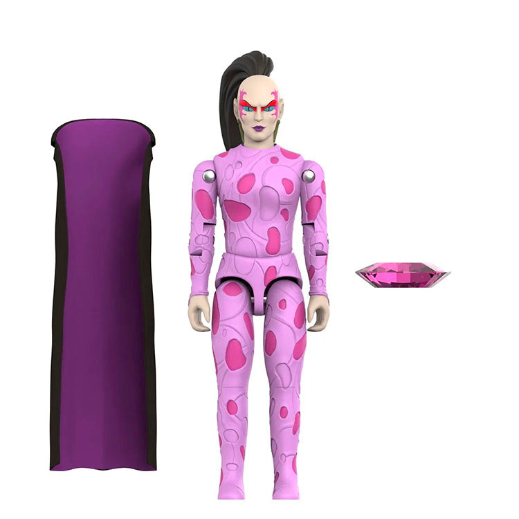 Hasbro G.I. Joe Pythona ReAction+ figure with purple cape and pink gem accessory, 9 points articulation.