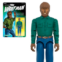 Hasbro Universal Monsters Wolf Man 3.75-inch ReAction Figure with walking cane accessory in packaging and loose pose