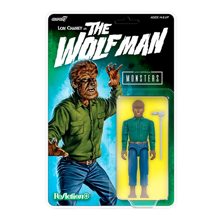 Hasbro Universal Monsters The Wolf Man 3.75-inch ReAction+ figure with walking cane accessory in vintage packaging