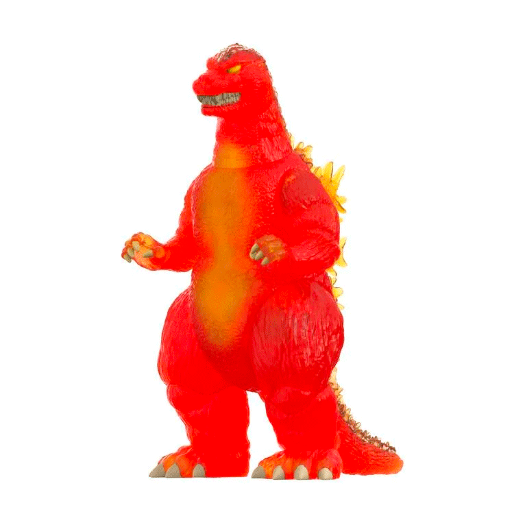 Godzilla 1989 Blazing Orange and Yellow Translucent ReAction Figure by Super7 with fiery glowing details