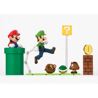 Super Mario Bros S.H.Figuarts Complete 3 Action Figures and Playset by Bandai Tamashii Nations with characters and props by SH Figuarts