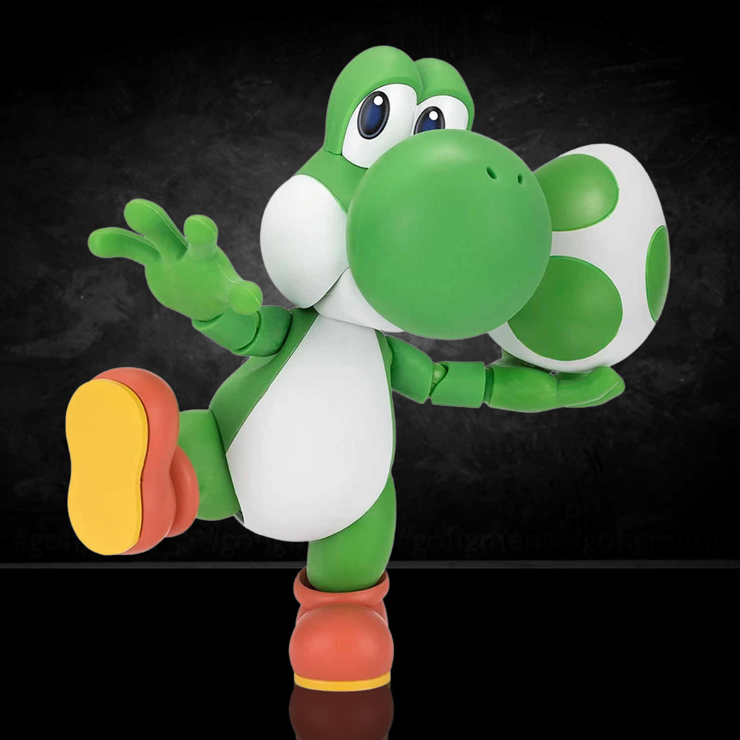 Super Mario Bros S.H.Figuarts Complete 3 Action Figures and Playset by Bandai Tamashii Nations featuring detailed SH Figuarts Yoshi figure