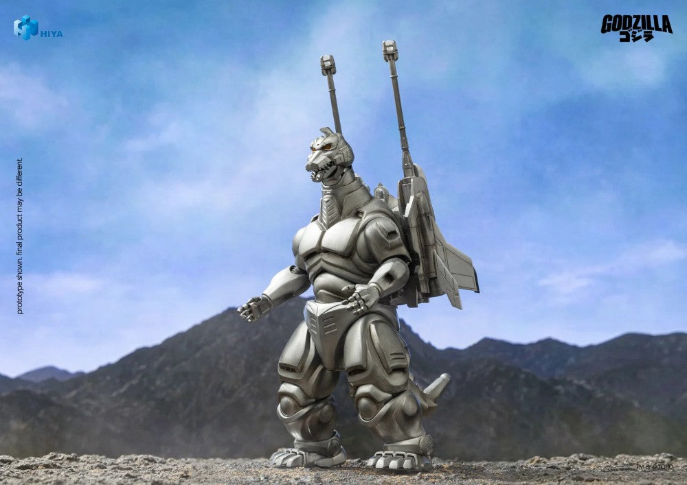 Super Mechagodzilla 8.3" Hiya Toys Action Figure Exquisite Basic standing in a mountainous landscape