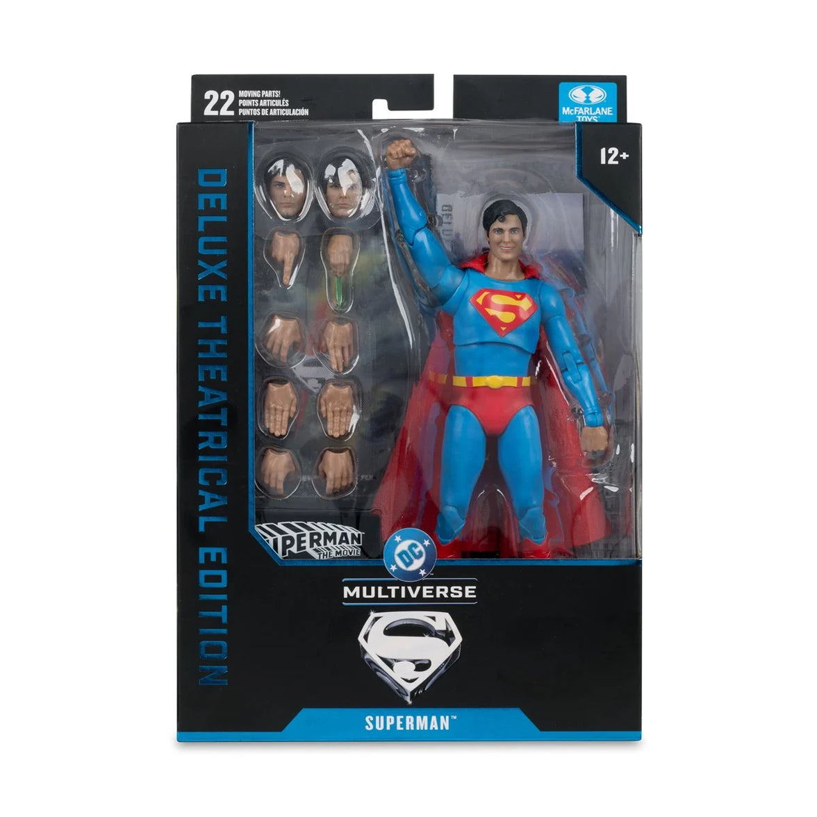 McFarlane Toys DC Multiverse Superman: The Movie 1978 Superman 7" Action Figure with multiple hands and accessories in packaging