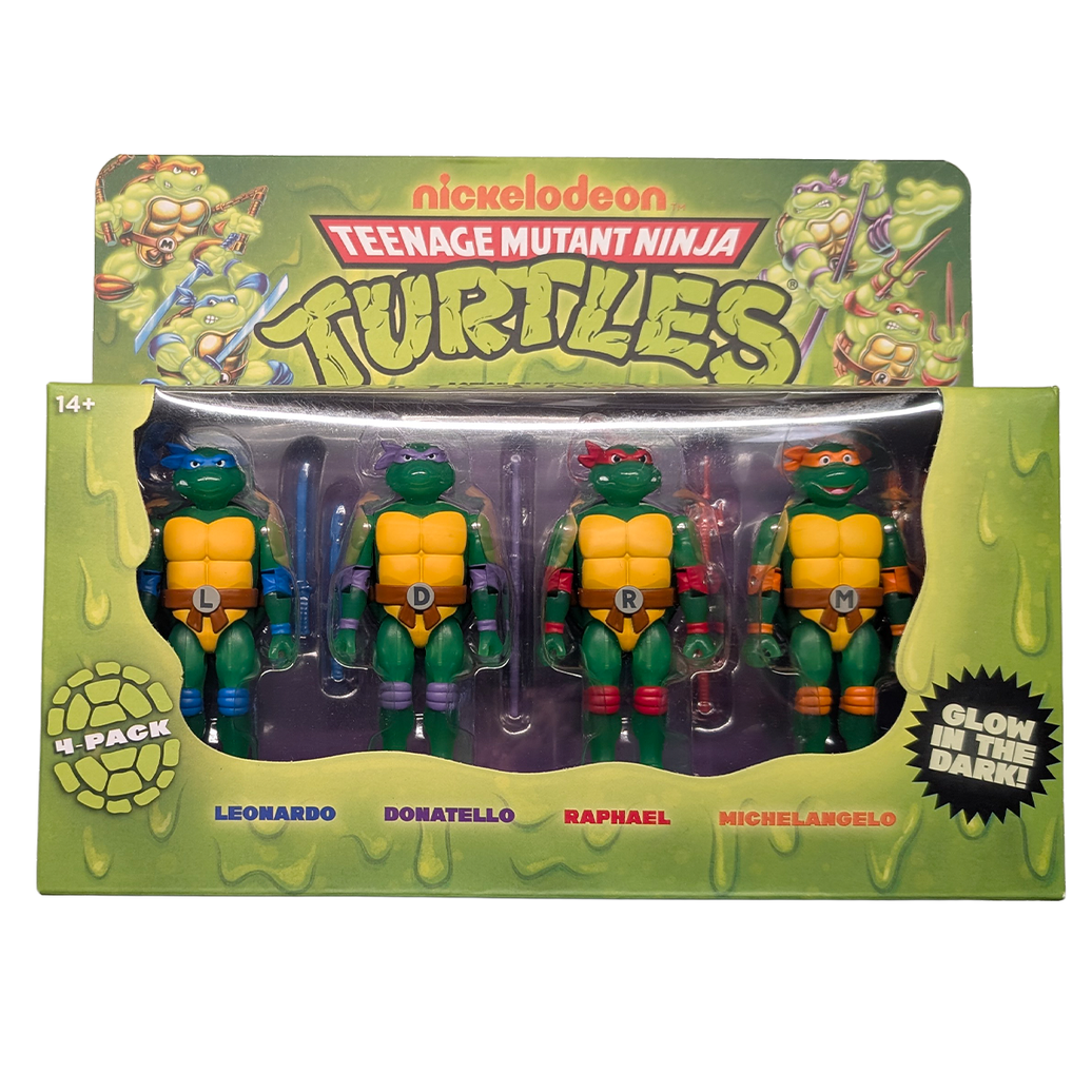 Teenage Mutant Ninja Turtles Mutagen Ooze Glow-in-the-Dark ReAction+ Action Figure 4-Pack by Super7 3.75-Inch