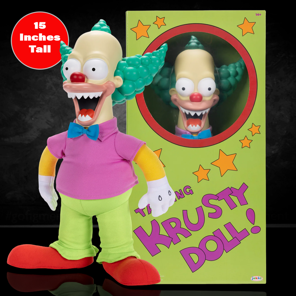 Talking Krusty Doll 15" Action Figure The Simpsons Pull String 10+ Phrases