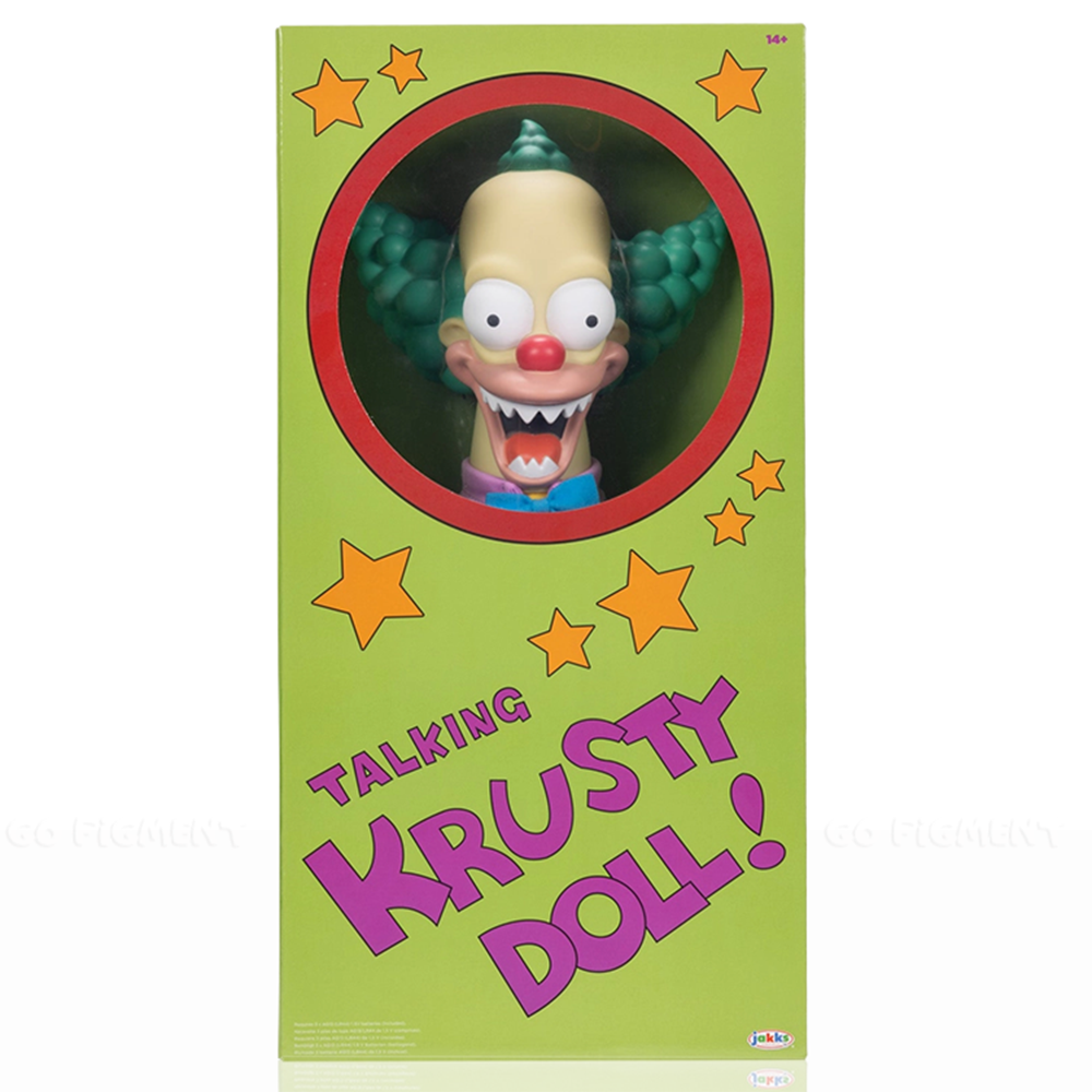 Talking Krusty Doll 15" Action Figure The Simpsons Pull String 10+ Phrases by Jakks Pacific in green box