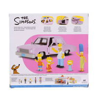 Jakks Pacific Simpsons family 2.5-inch figures with pink sedan featuring removable top and opening doors and trunk