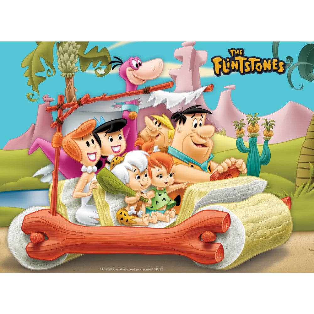 Master Pieces The Flintstones Yabba Dabba Doo 100 piece jigsaw puzzle featuring Fred and family in car