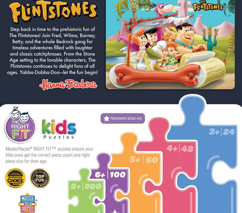 Master Pieces The Flintstones 100 piece Yabba Dabba Doo jigsaw puzzle with Bedrock characters in packaging