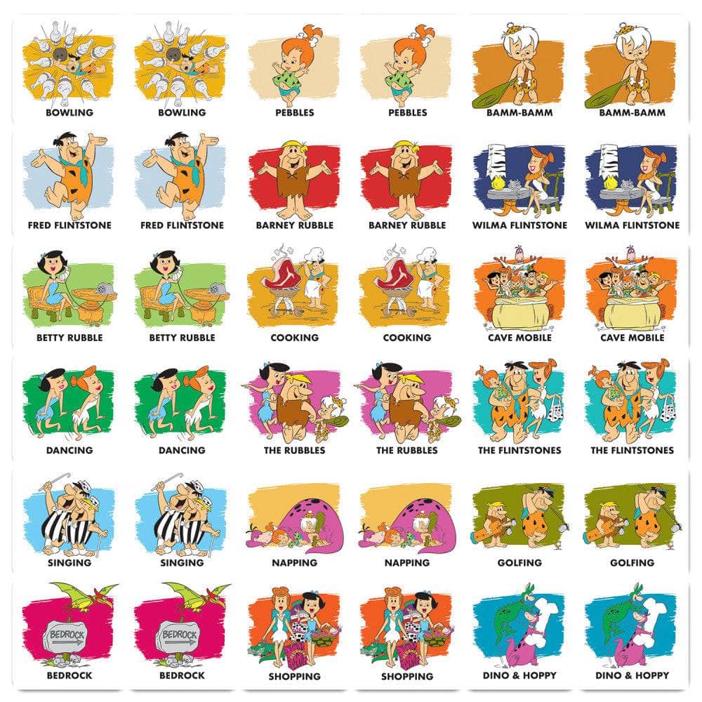 The Flintstones Memory-Matching 36 Card Family of Bedrock game by Master Pieces with colorful character pairs