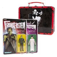 Frankenstein and Bride Universal Monsters ReAction Figure Set with Tin Tote Super7 Factory Entertainment