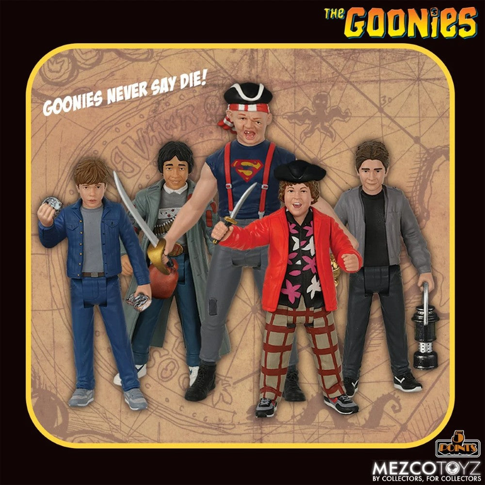 MOUTH (Clark "Mouth" Devereaux) from The Goonies 1:18 Scale 3.75" 5 Points Retro Action Figure by Mezco with other characters