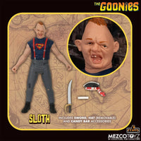 The Goonies Set of 5 1:18 Scale 3.75" 5 Points Retro Action Figure by Mezco featuring Sloth with accessories.