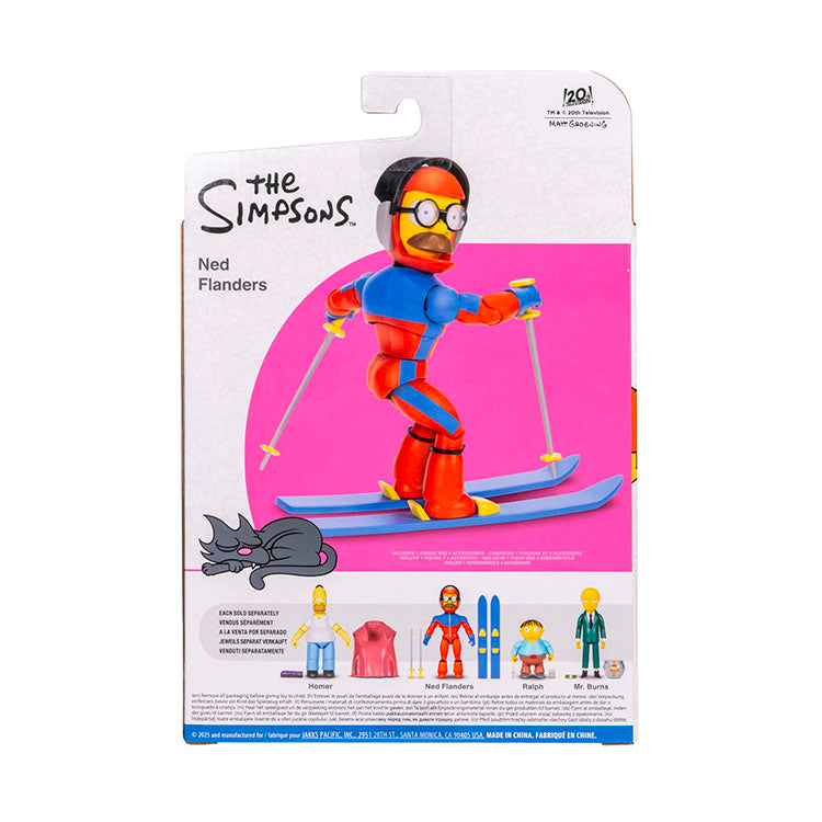 Jakks Pacific Sexy Skiing Ned Flanders action figure from The Simpsons in red ski outfit with poles on skis