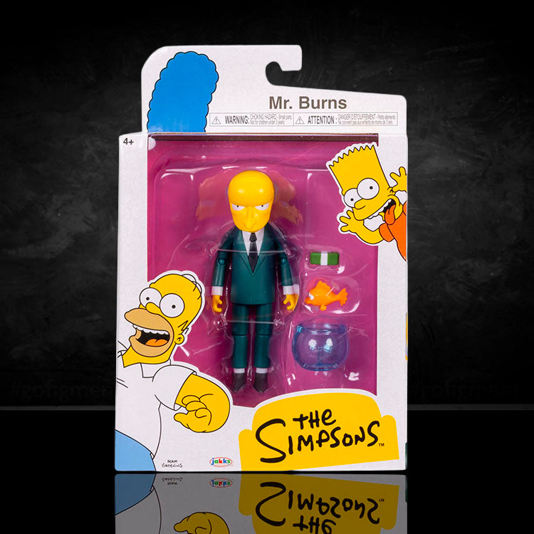 Jakks Pacific Simpsons Mr. Burns action figure with Blinky fish bowl and accessories in window box packaging