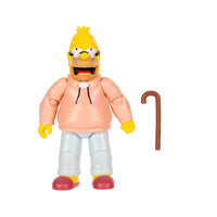 Jakks Pacific 5-inch Grandpa Simpson action figure with cane, detailed and articulated collectible from The Simpsons.