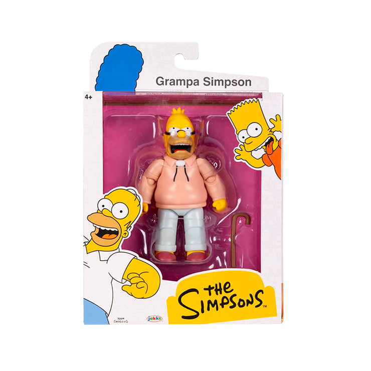 Jakks Pacific Simpsons 5-inch Grampa Simpson action figure with cane in collectible window box packaging
