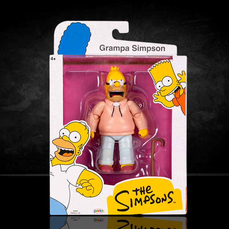 Jakks Pacific 5-inch Grampa Simpson action figure with cane in The Simpsons collector packaging