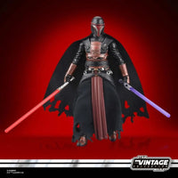 Kenner Star Wars Vintage Collection Darth Revan action figure with dual lightsabers and detailed cloak on red background