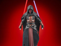Kenner Star Wars Vintage Collection Darth Revan action figure with red and blue lightsabers on red background