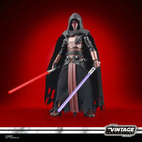 Kenner Star Wars Vintage Collection Darth Revan action figure with dual lightsabers and tattered cloak on red background
