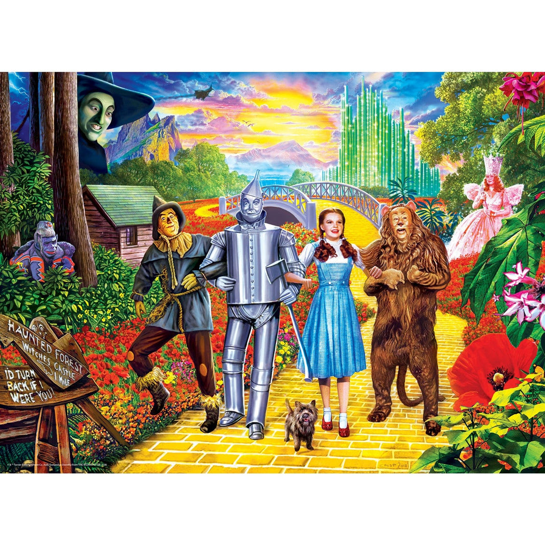 Master Pieces The Wizard of Oz 100 piece jigsaw puzzle featuring Dorothy and friends on the Yellow Brick Road